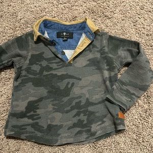 7 for all mankind waffle knit camo collared shirt for toddler